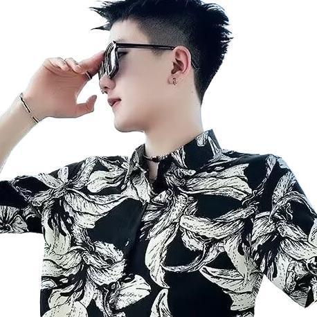 Printed Shirt Men’s High-grade Short-sleeved Summer Ins Ruoshuai