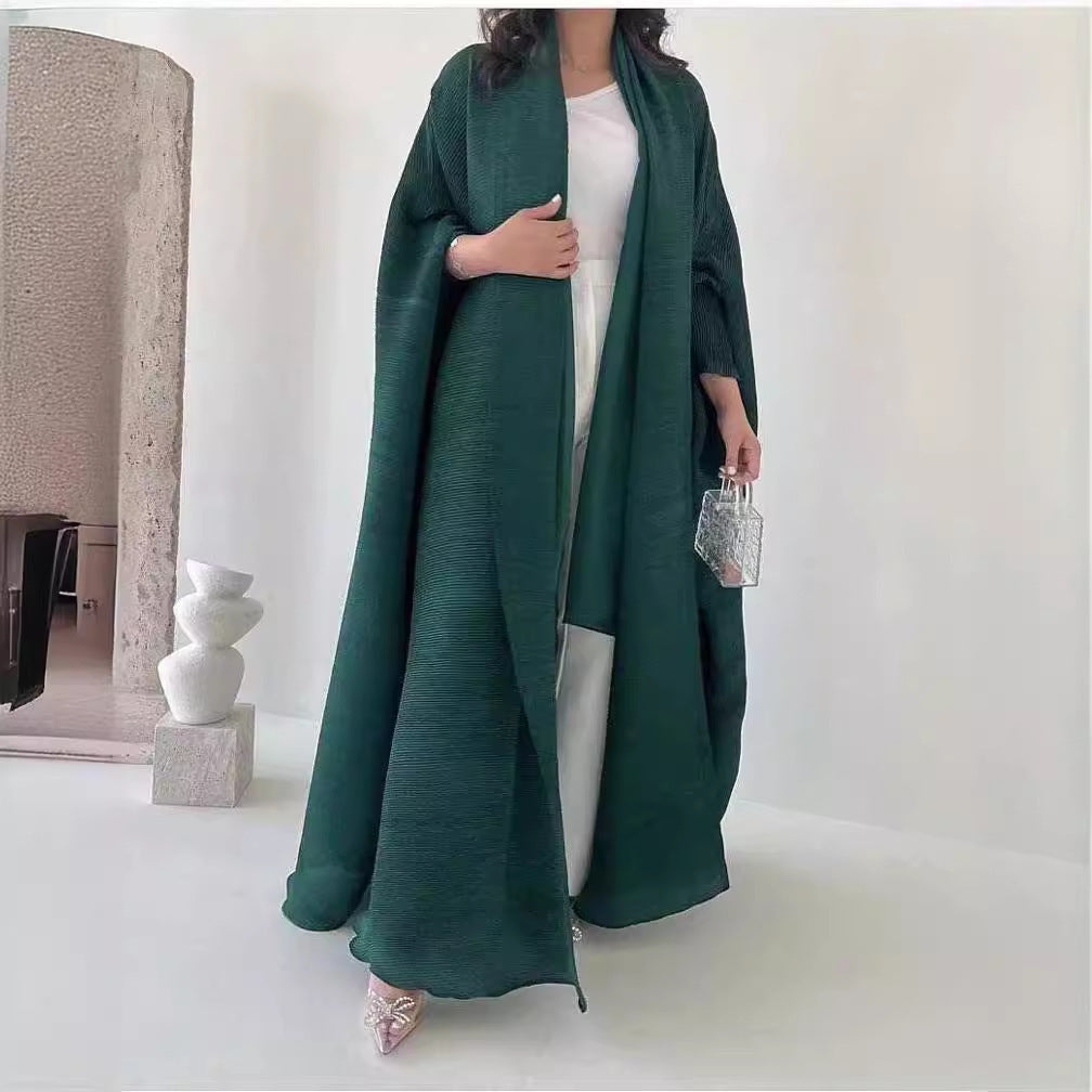 Sanzhai Shoulder Cloak Coat Pleated Loose Plus Size Scarf - Dark Green / Free Size