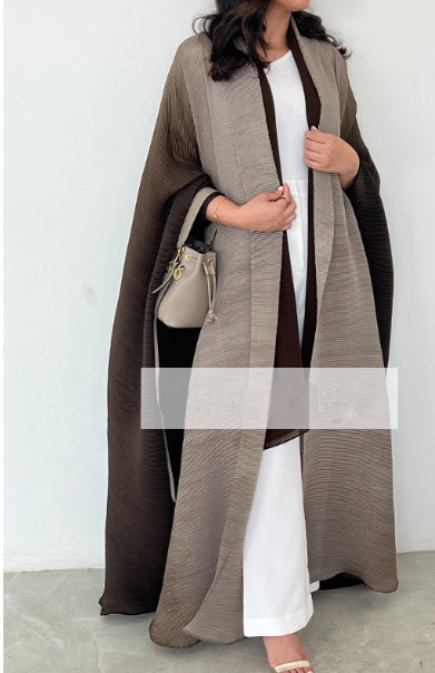 Sanzhai Shoulder Cloak Coat Pleated Loose Plus Size Scarf - Deep Coffee / Free Size