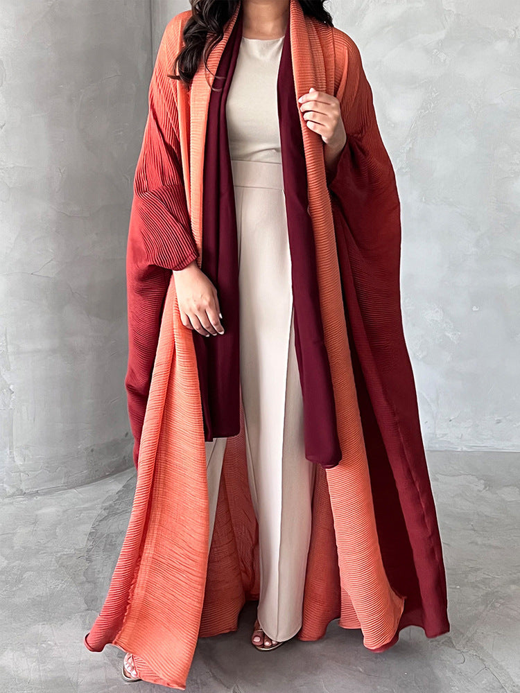 Sanzhai Shoulder Cloak Coat Pleated Loose Plus Size Scarf - Orange Red / Free Size