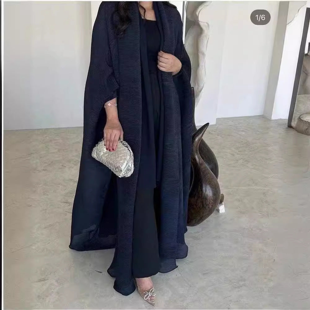 Sanzhai Shoulder Cloak Coat Pleated Loose Plus Size Scarf - Sapphire Blue / Free Size