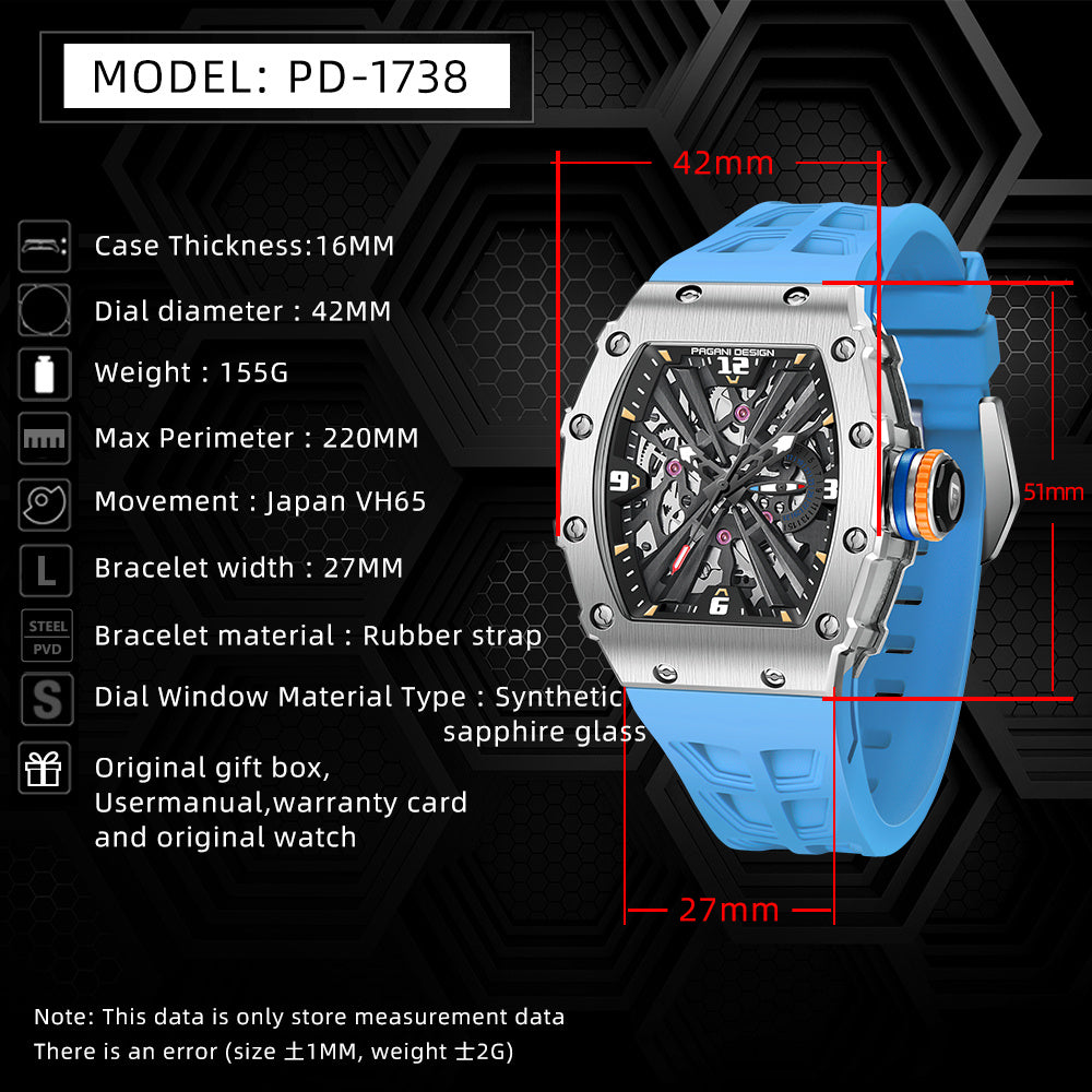 Sapphire Hollow Movement Watch Luxury Clothing