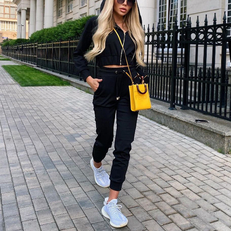 Fashion Long Sleeve Hooded Sports Suit Women - Royal Blue / S