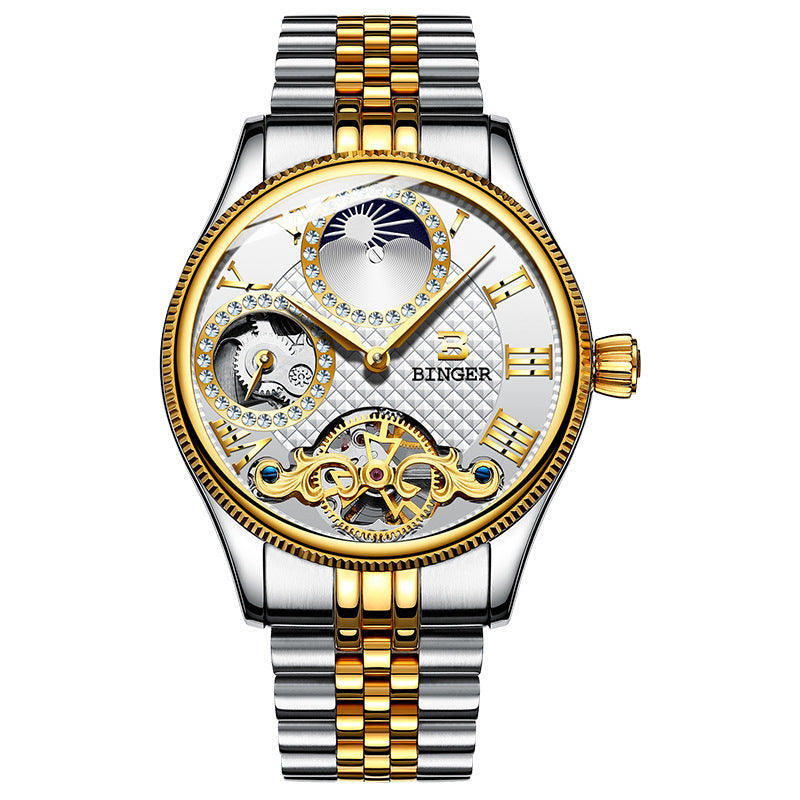 Sapphire Mechanical Marvel Mens Diamond Ring Watch - 10 Style