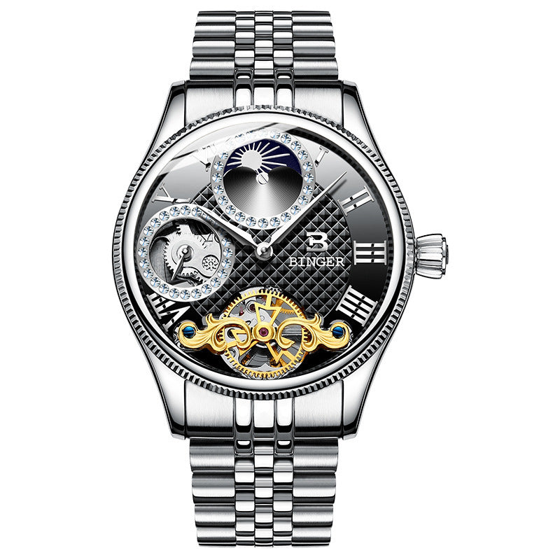 Sapphire Mechanical Marvel Mens Diamond Ring Watch - 11 Style