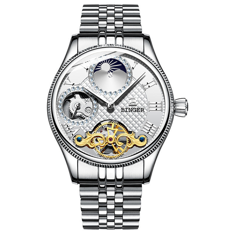 Sapphire Mechanical Marvel Mens Diamond Ring Watch - 12 Style