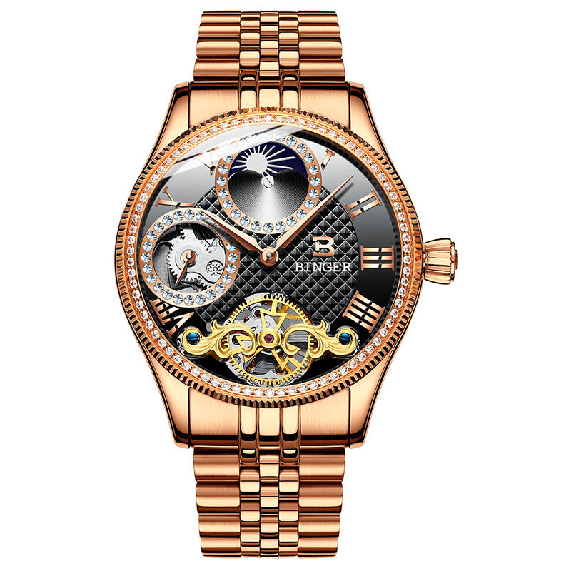 Sapphire Mechanical Marvel Mens Diamond Ring Watch - 2 Style