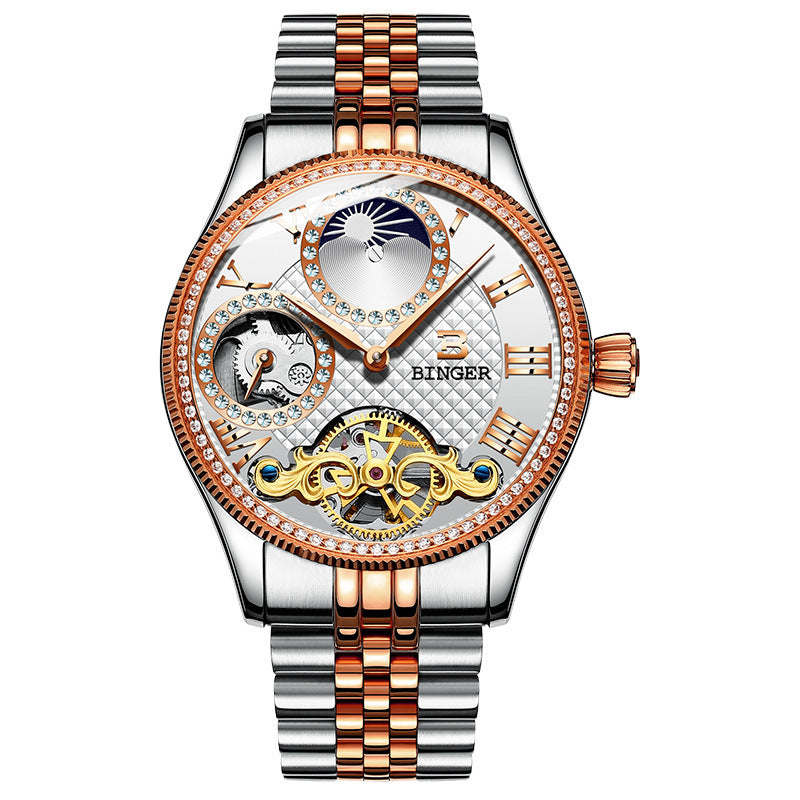 Sapphire Mechanical Marvel Mens Diamond Ring Watch - 3 Style