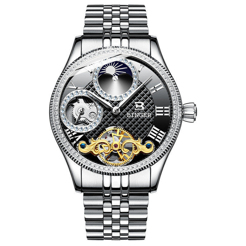 Sapphire Mechanical Marvel Mens Diamond Ring Watch - 5 Style