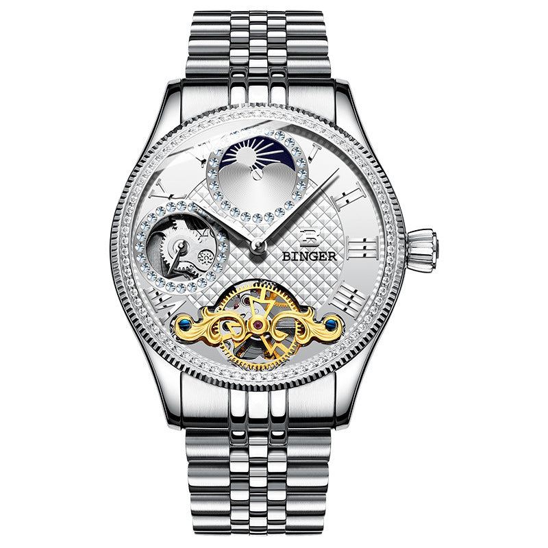 Sapphire Mechanical Marvel Mens Diamond Ring Watch - 6 Style