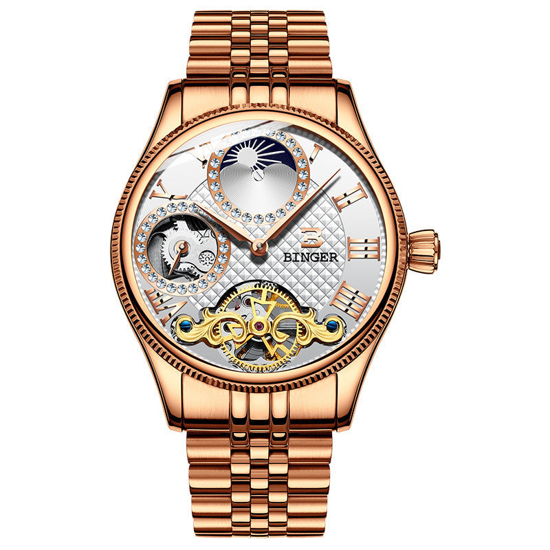 Sapphire Mechanical Marvel Mens Diamond Ring Watch - 7 Style