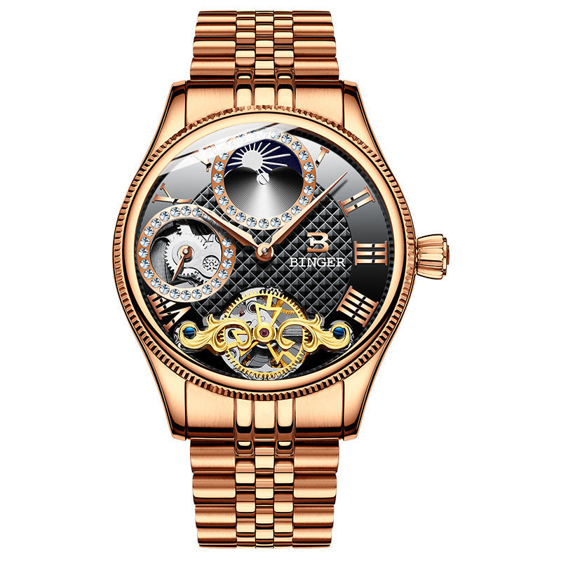 Sapphire Mechanical Marvel Mens Diamond Ring Watch - 8 Style