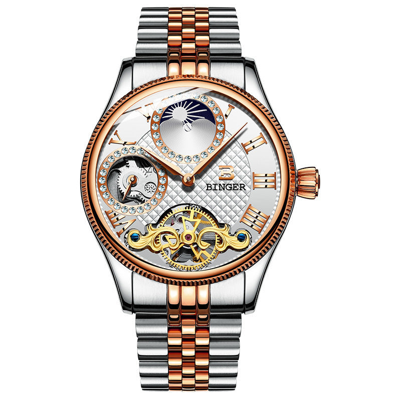 Sapphire Mechanical Marvel Mens Diamond Ring Watch - 9 Style