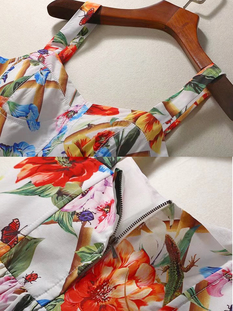 Self-cultivation Medium And Long Print Dress Girl