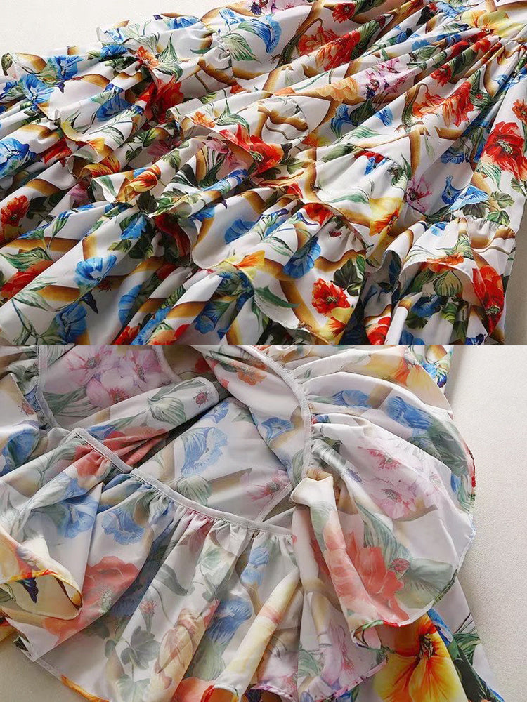 Self-cultivation Medium And Long Print Dress Girl