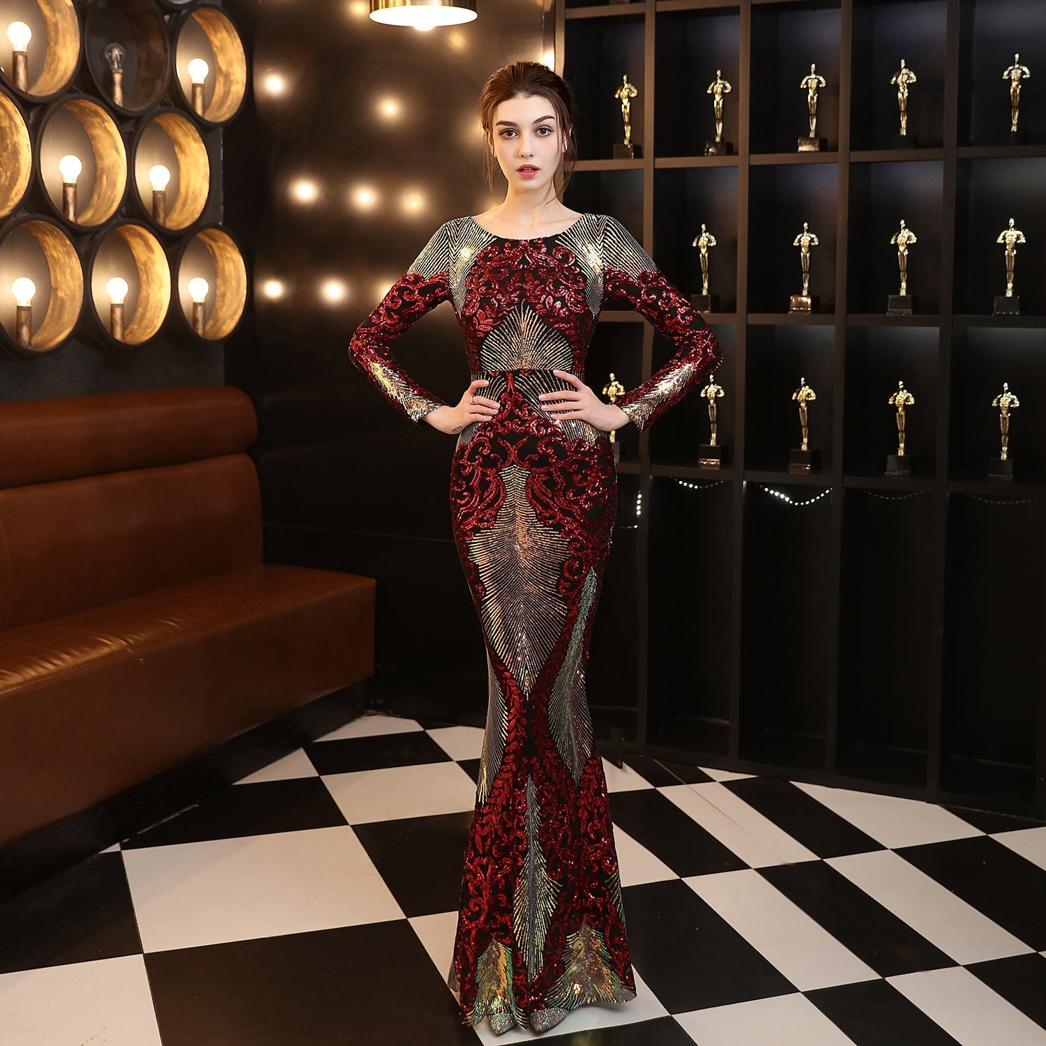 Sequin Sensation Luxury Clothing for Women - Black and red / S