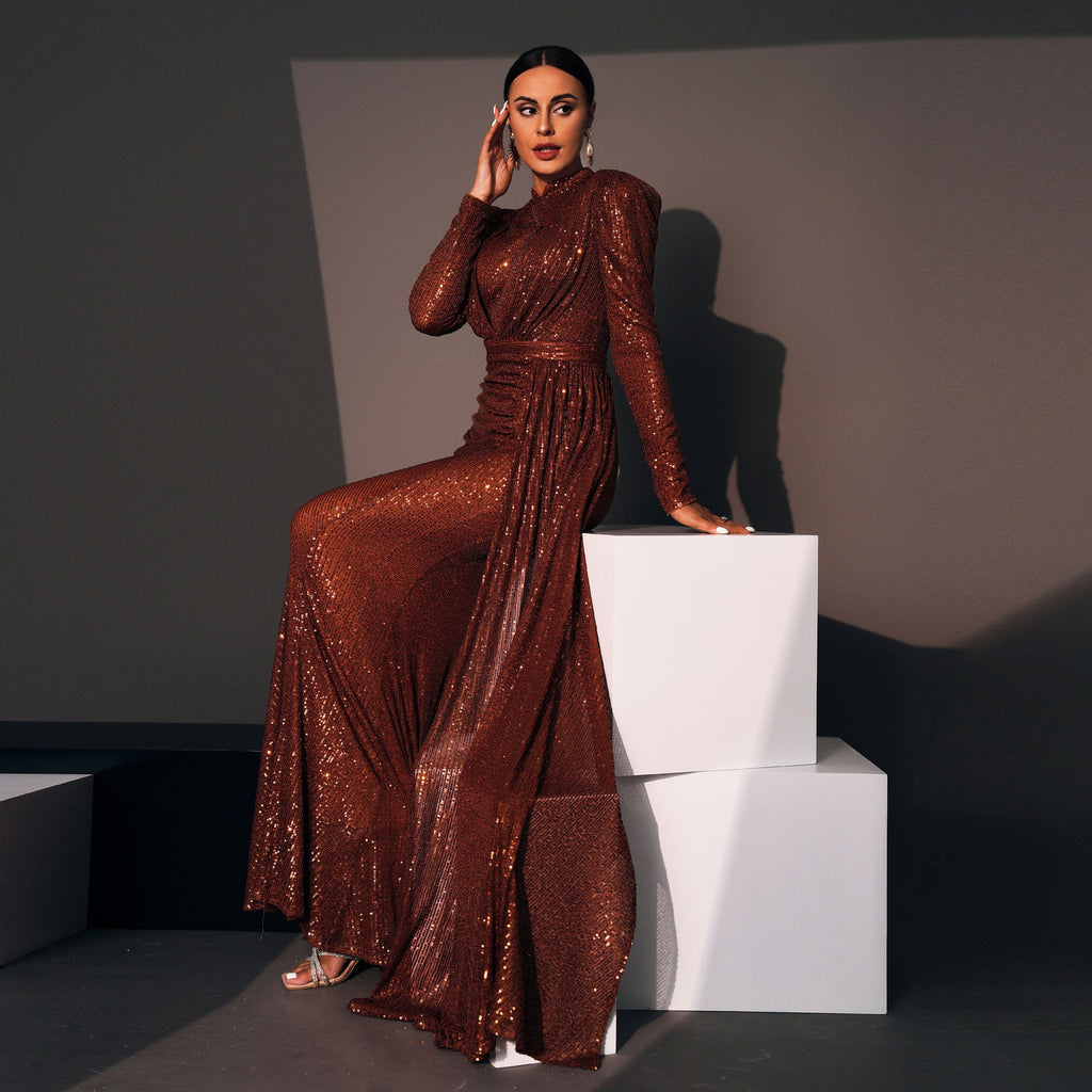 Sequin Skirt Sensation Luxury Clothing For Women - Brown / XS