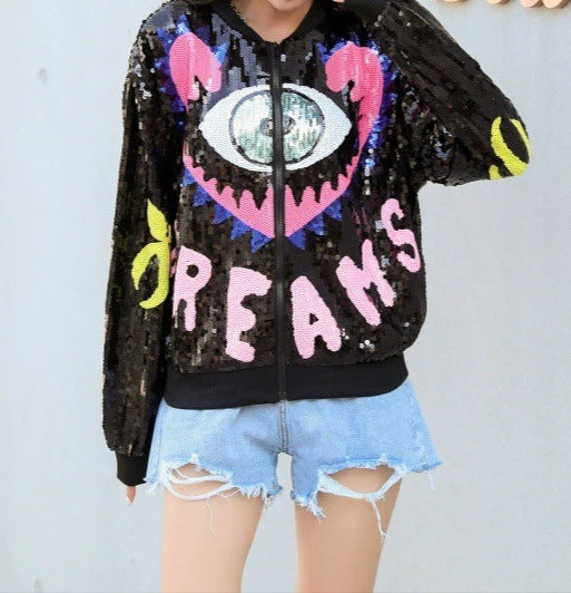 Colorful Sequined Jacket Costume - Black / Free Size
