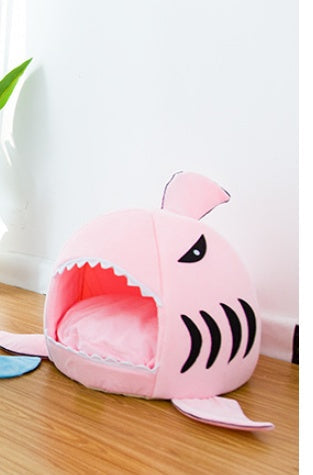 Creative Dual-Purpose Shark Pet Bed Small Dogs And Cats Warm Pet Bed - Pink / S