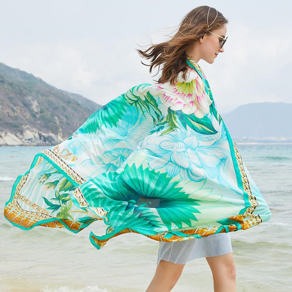 Shawl Scarf Dual Use Temperament Beach Sunscreen - Green
