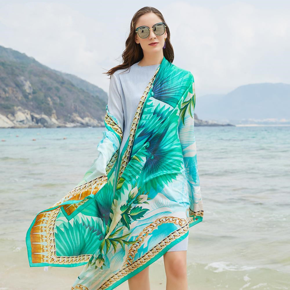 Shawl Scarf Dual Use Temperament Beach Sunscreen - Green
