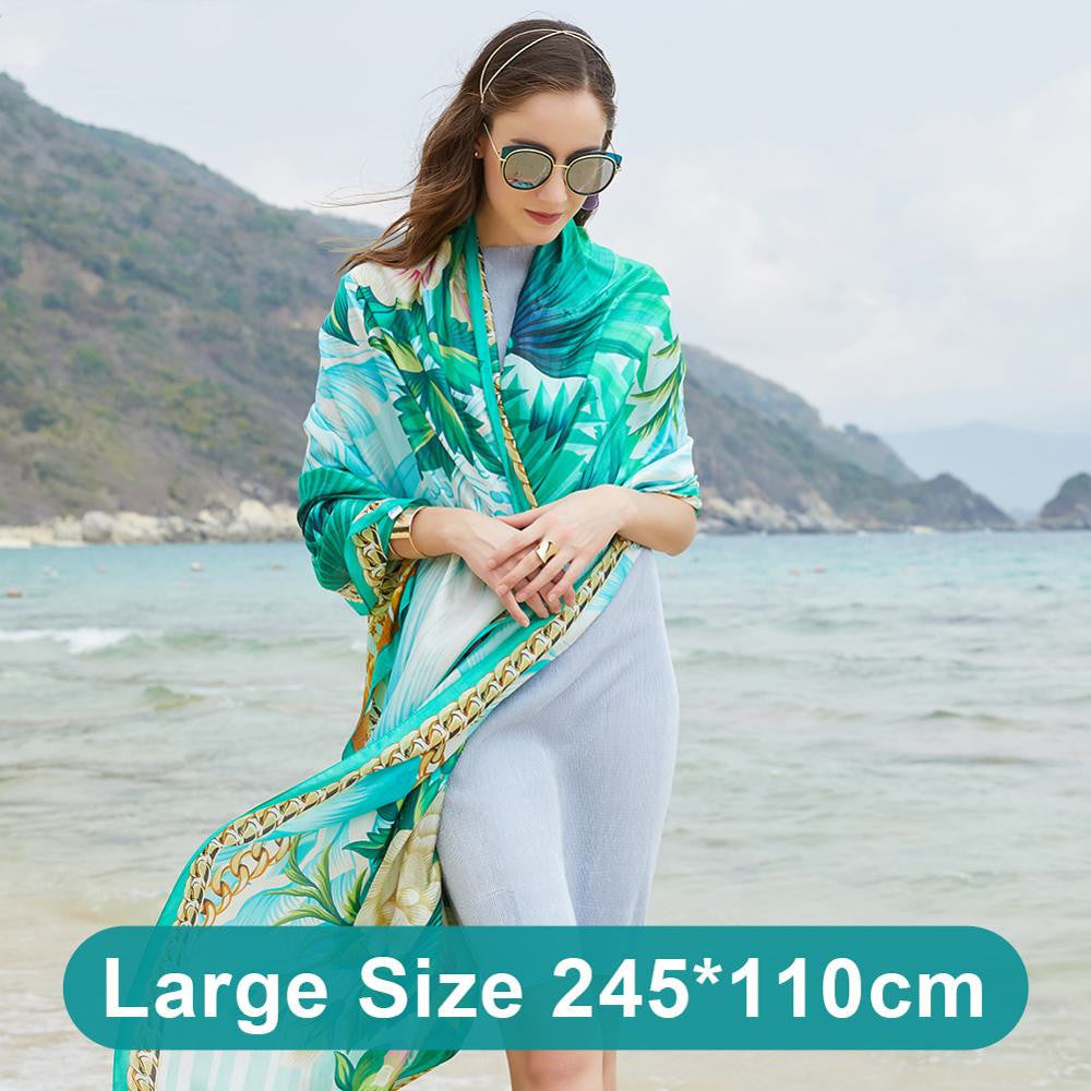 Shawl Scarf Dual Use Temperament Beach Sunscreen - Green