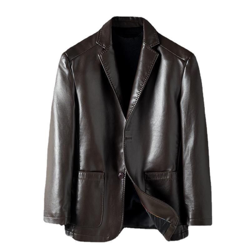 Sheepskin Suit Collar Men’s Autumn And Winter Leather Jacket