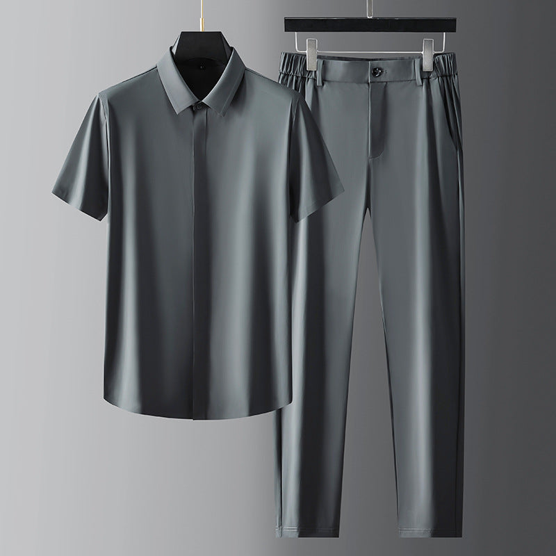 Fashion Business Men’s Short-sleeve Shirt Suit