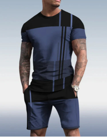 Short Sleeve Round Neck Pu Shuai Casual Multicolor Sportswear Men Suit - Livid / 2XL
