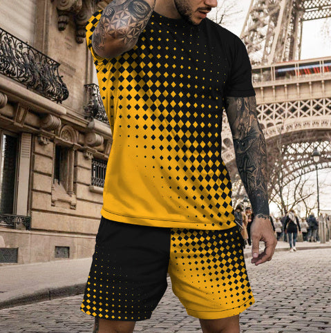 Short Sleeve Round Neck Pu Shuai Casual Multicolor Sportswear Men Suit - TTB5836TDA / 2XL