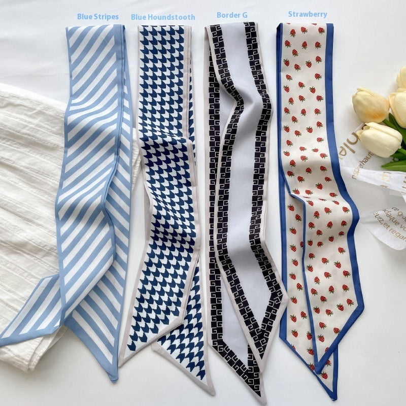 Silk Scarf Women’s Long Ribbon Fresh Decoration Hair Rope - 4color Set