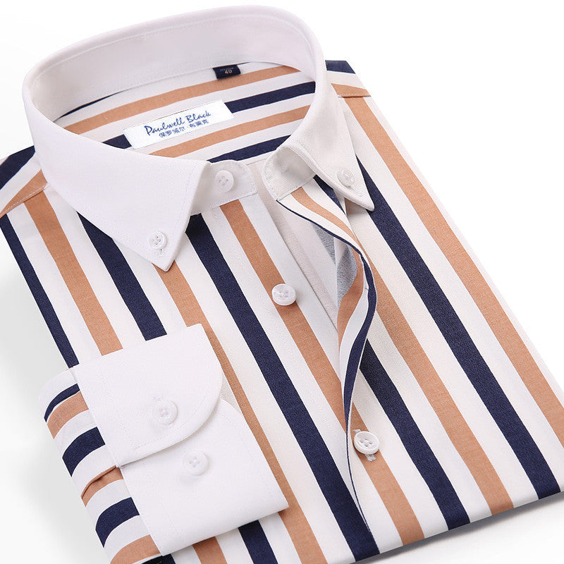 Long-sleeved Cotton Casual Collar Shirtouse Shirts - Khaki / 38