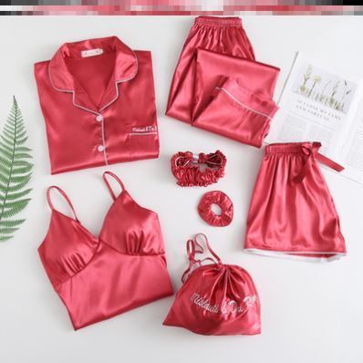 Silky Dreams Ice Silk Seven-Piece Pajama Set