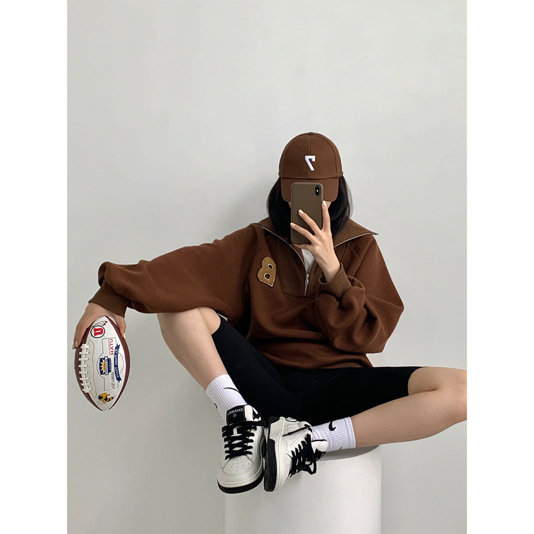 Retro Atmosphere Full Of American POLO Collar Top