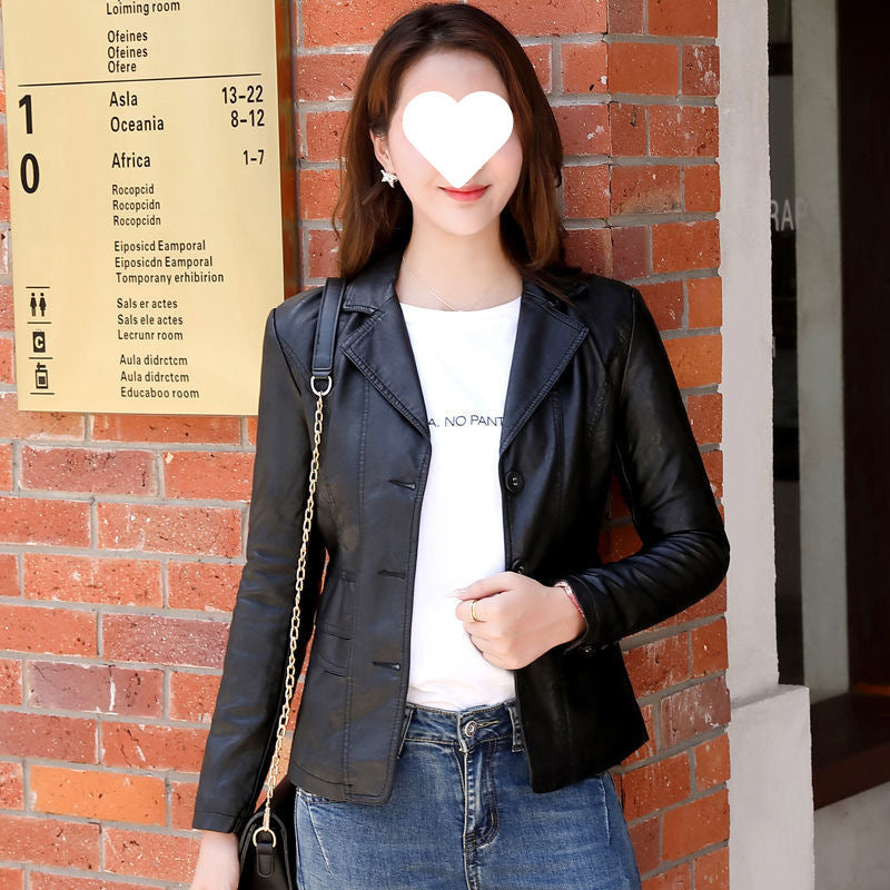 Leather Coat Women Fall Short Western Style All-matching Women - Black / M