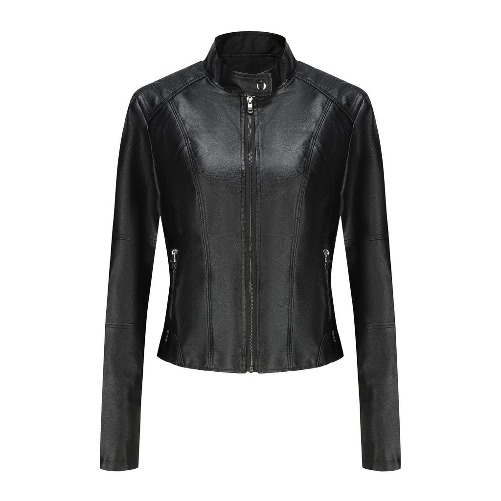 Women’s Short Slim-fit Leather Coat