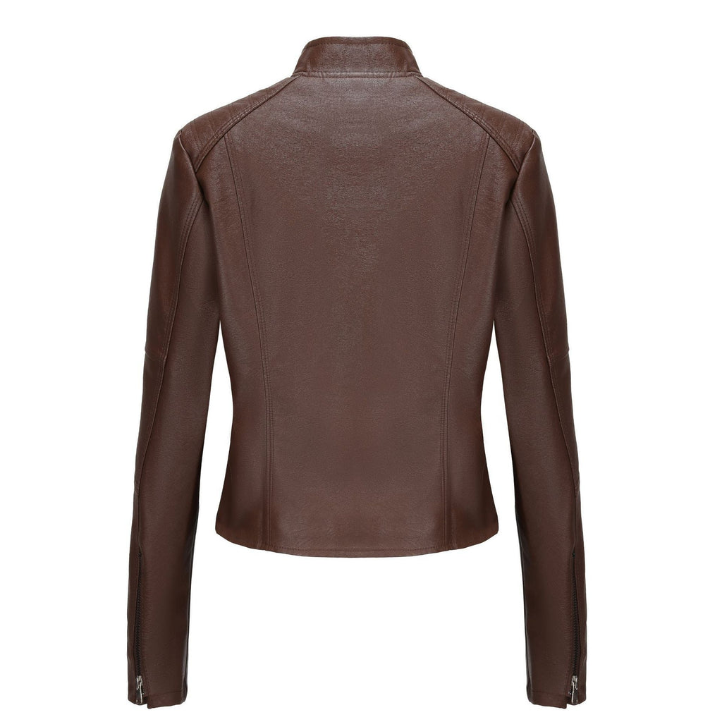 Women’s Short Slim-fit Leather Coat