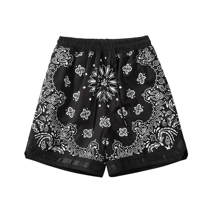 Splicing Hanging Crotch Military Cloth Hip-hop Men’s Shorts - Black / M