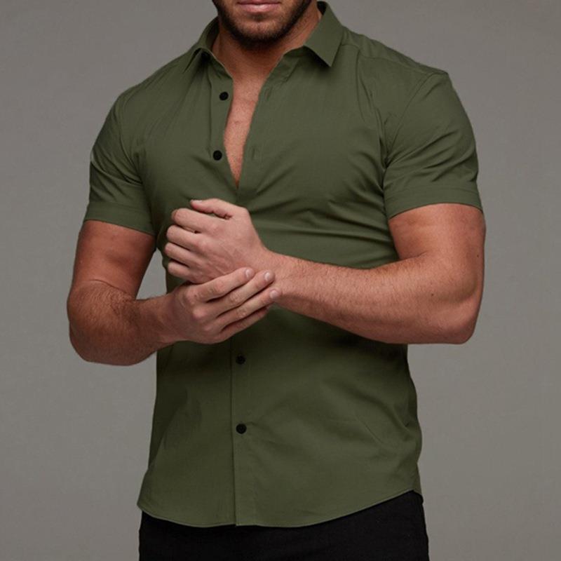 Muscle Men’s Fitness Shirt Short Sleeve - Army Green / M