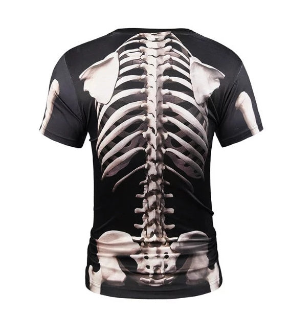 Skeleton T-shirt Skeletal bone short-sleeved personality pattern clothes 3D round neck half sleeve male horror spoof