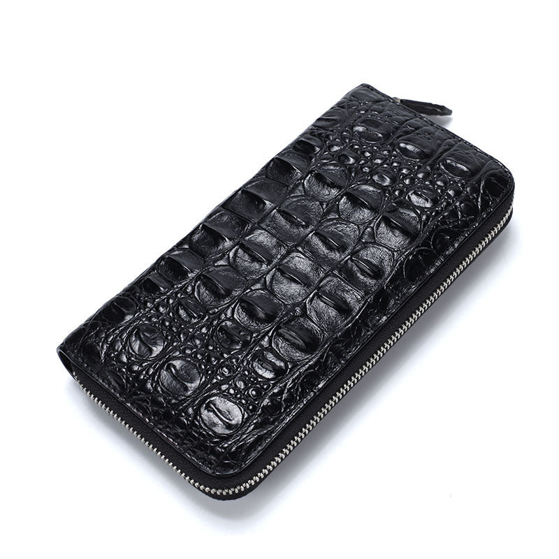 Skin Bone Leather Wallet Men’s Long Hand - Black