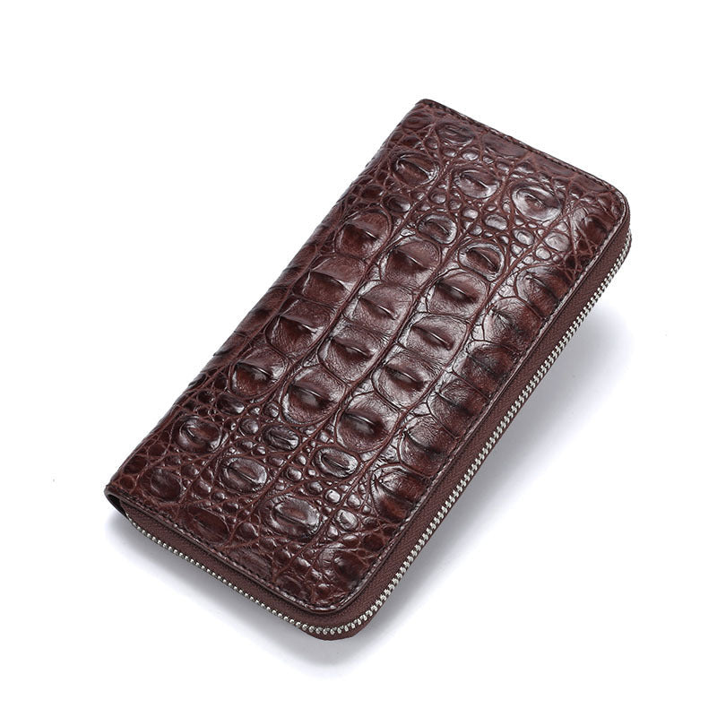 Skin Bone Leather Wallet Men’s Long Hand - Brown