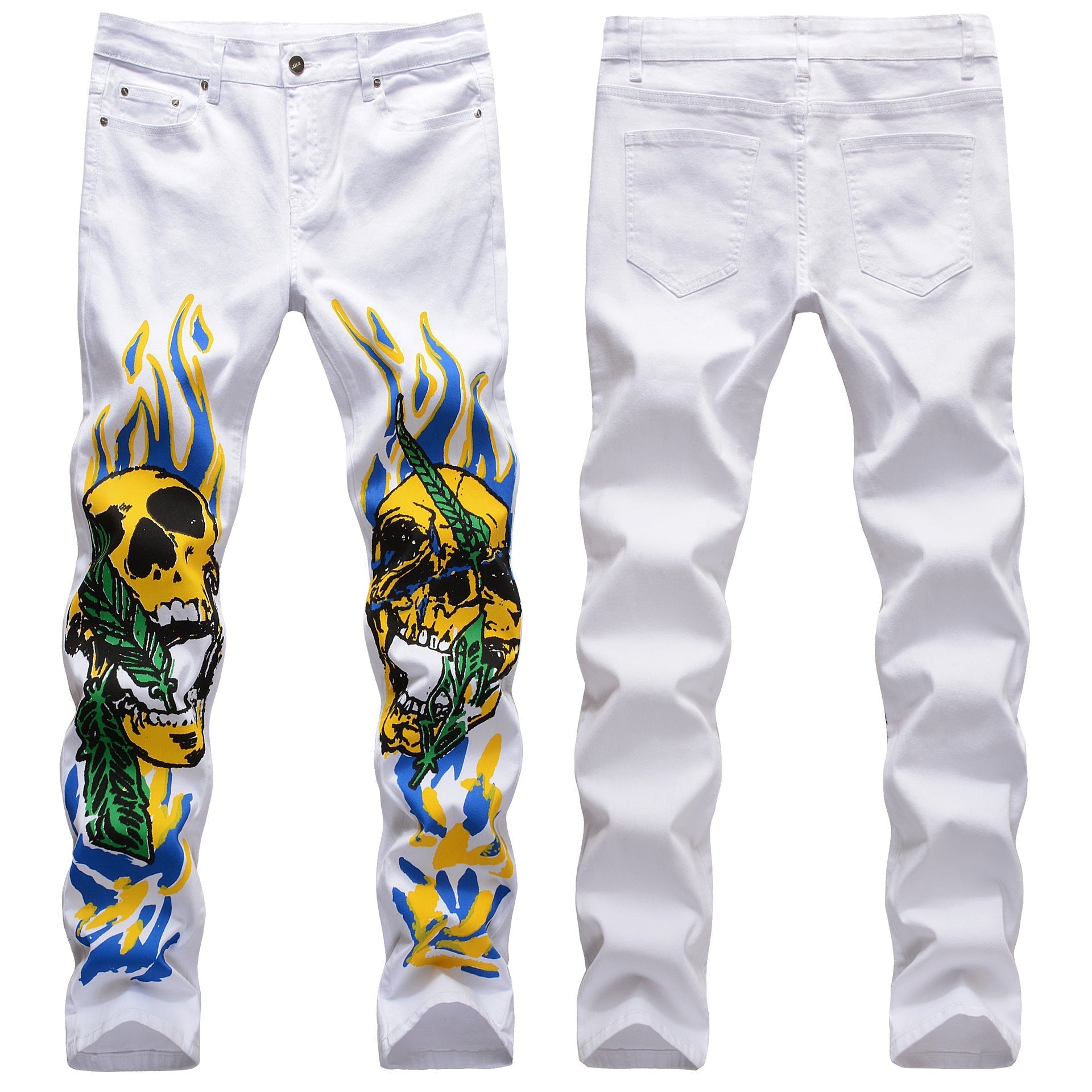 Skull graffiti flame street fashion men’s pants