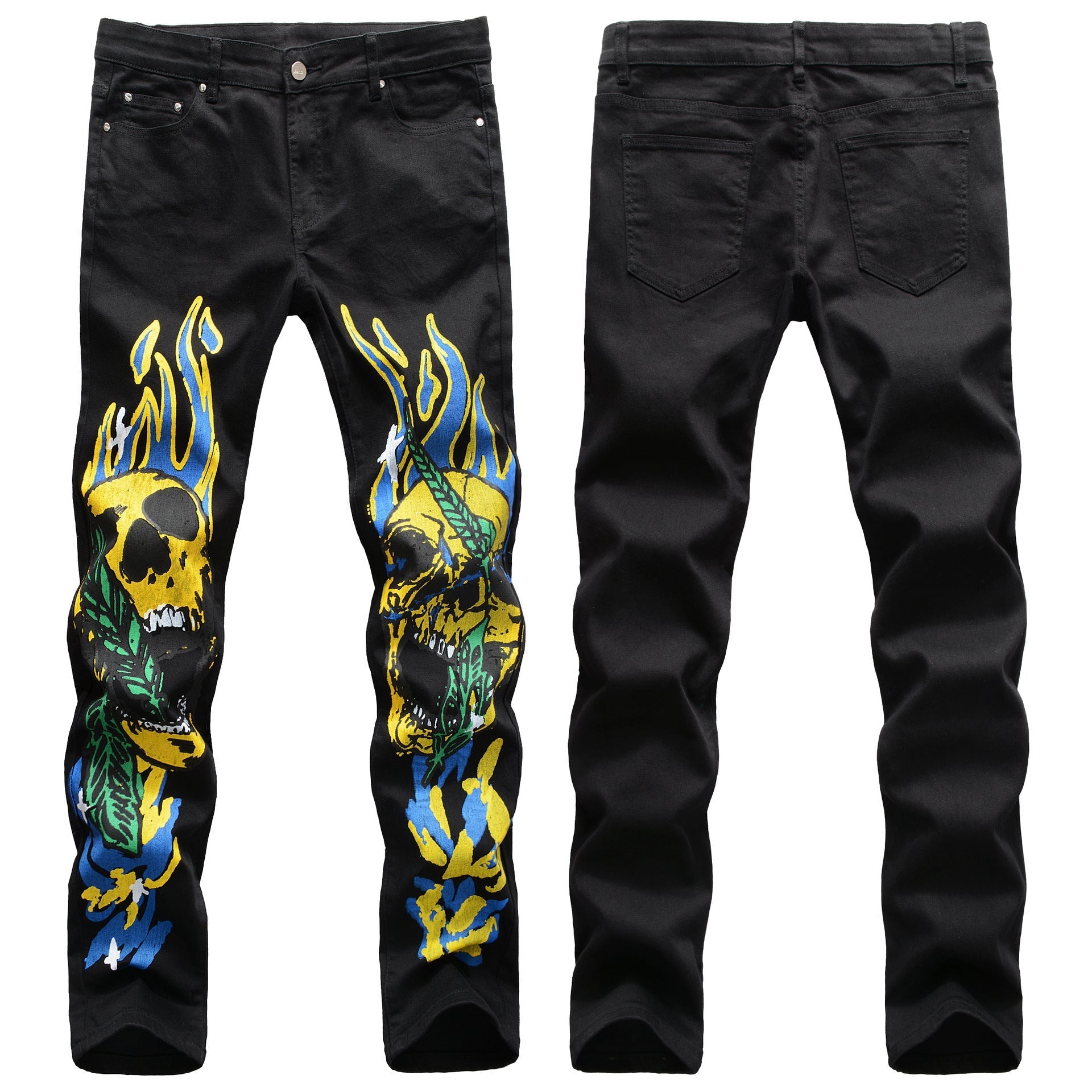 Skull graffiti flame street fashion men’s pants