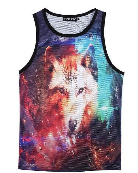 Skull Mesh Tank Top Other Variants Available - Wolf / XXL