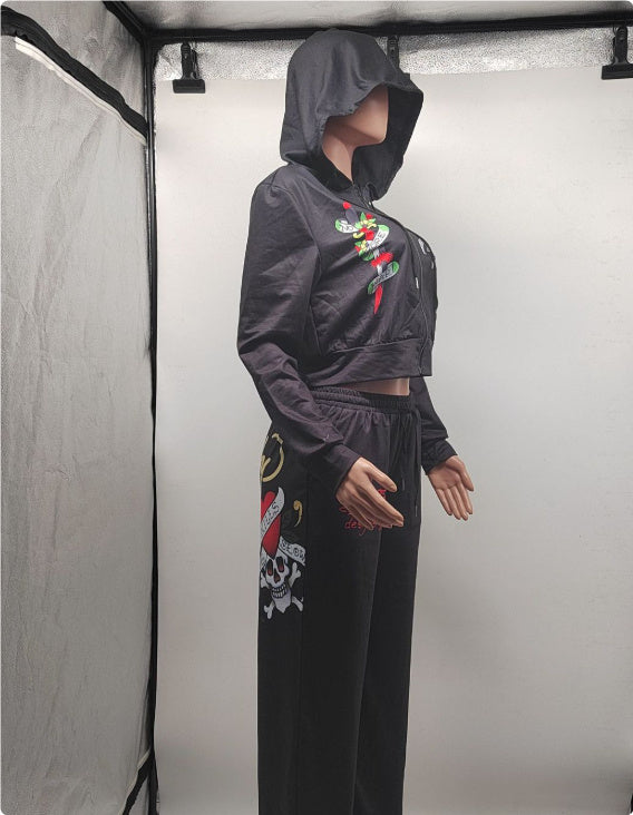 Street Printing 2-piece Set Multicolor - Black / L