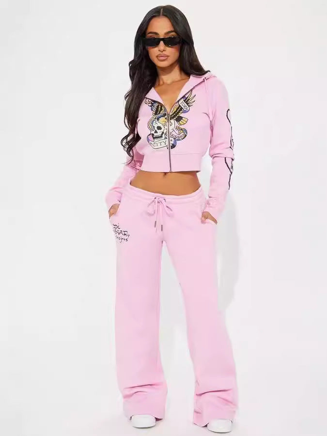 Street Printing 2-piece Set Multicolor - Pink / L