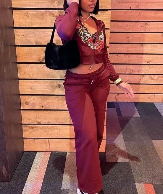 Street Printing 2-piece Set Multicolor - Wine Red / S