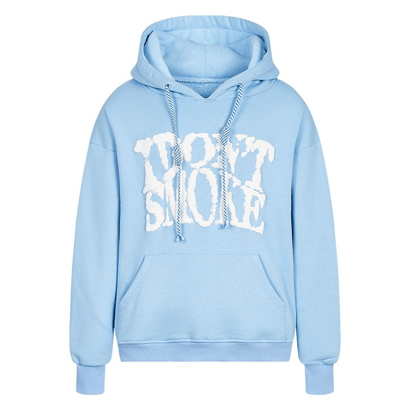 Blue Sky And White Clouds Three-dimensional Quit Smoking Logo Couple Sweater