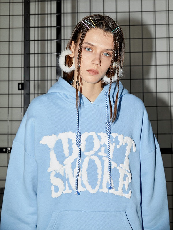 Blue Sky And White Clouds Three-dimensional Quit Smoking Logo Couple Sweater